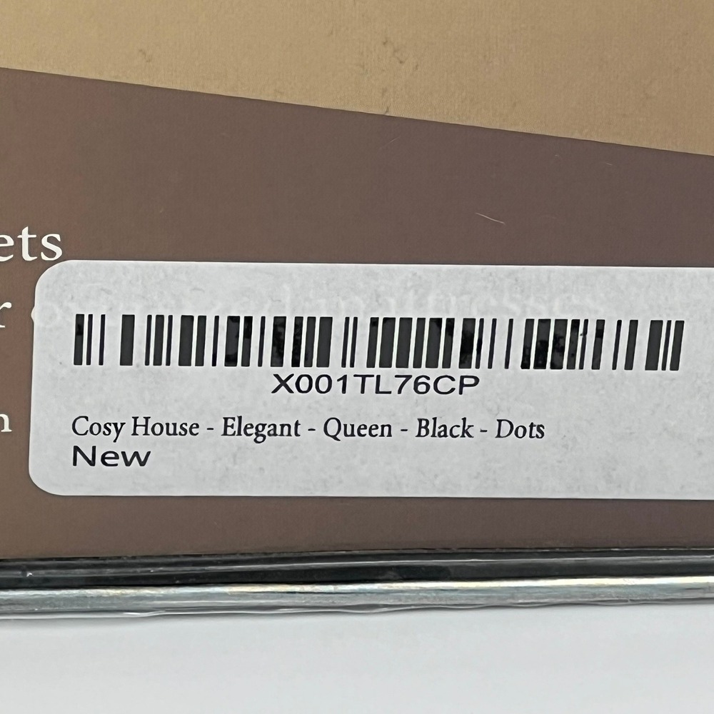 Cosy House Queen Bed Sheets Black Checkered Dots 1800 Series 6pc Set New - Picture 6 of 6